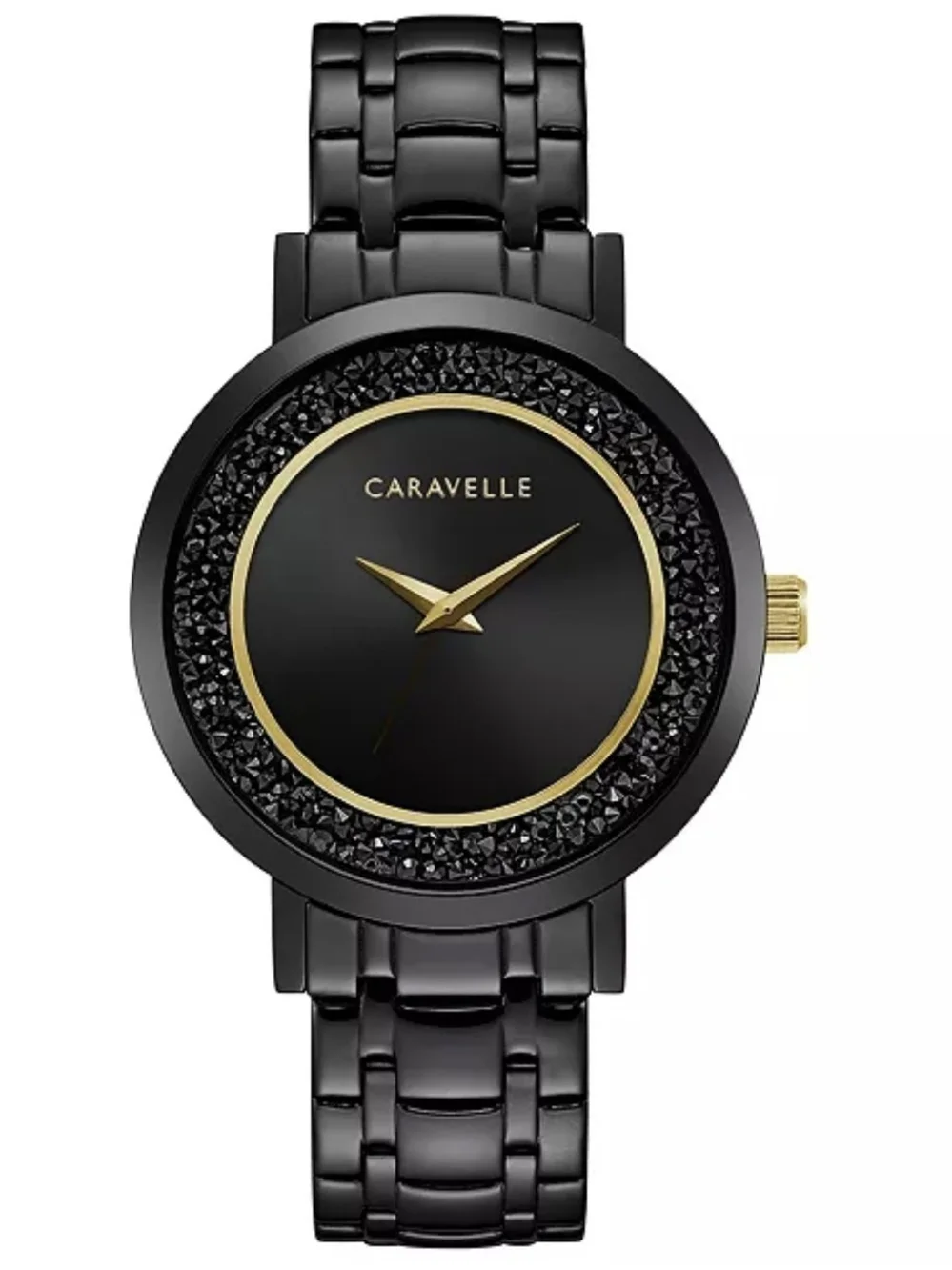 Caravelle By Bulova Black and Gold Glam Bracelet Watch